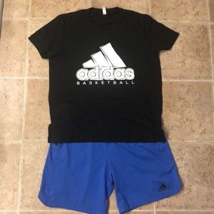 Adidas basketball T-shirt and shorts bundle